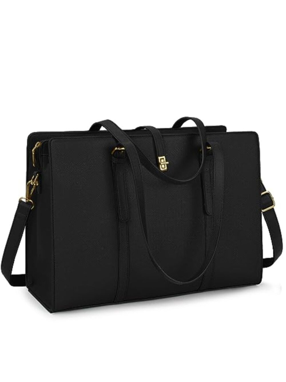 Vegan Leather Laptop Tote Bag Waterproof Fits 15.6 Inch Work Shoulder Bag